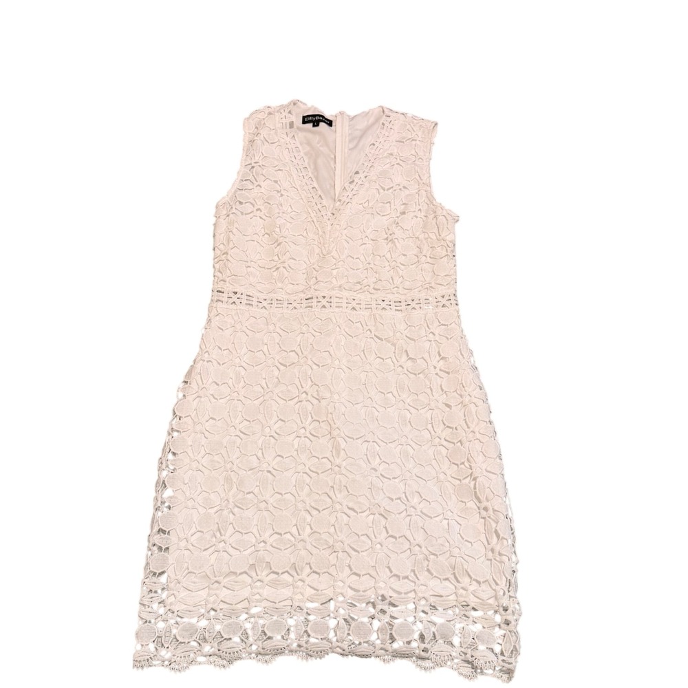 ElillyBazar Lace Sheath Dress White Large Boho Bridal Shower Wedding Guest